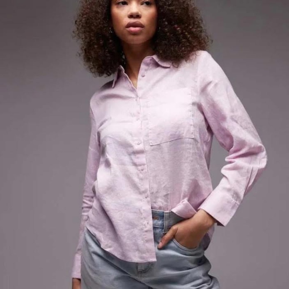 Mango Light Purple Button-Down Shirt